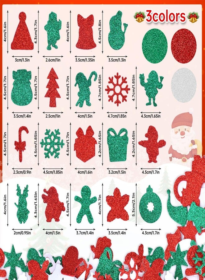SpinLaLa 300 Pieces Christmas Glitter Foam Stickers - Assorted Santa, Snowflake, Tree, Bell, Gift, and Christmas Shape Foam Stickers Self-Adhesive for Kids Crafts DIY Winter Party Favor Supplies Decorations - Image 2